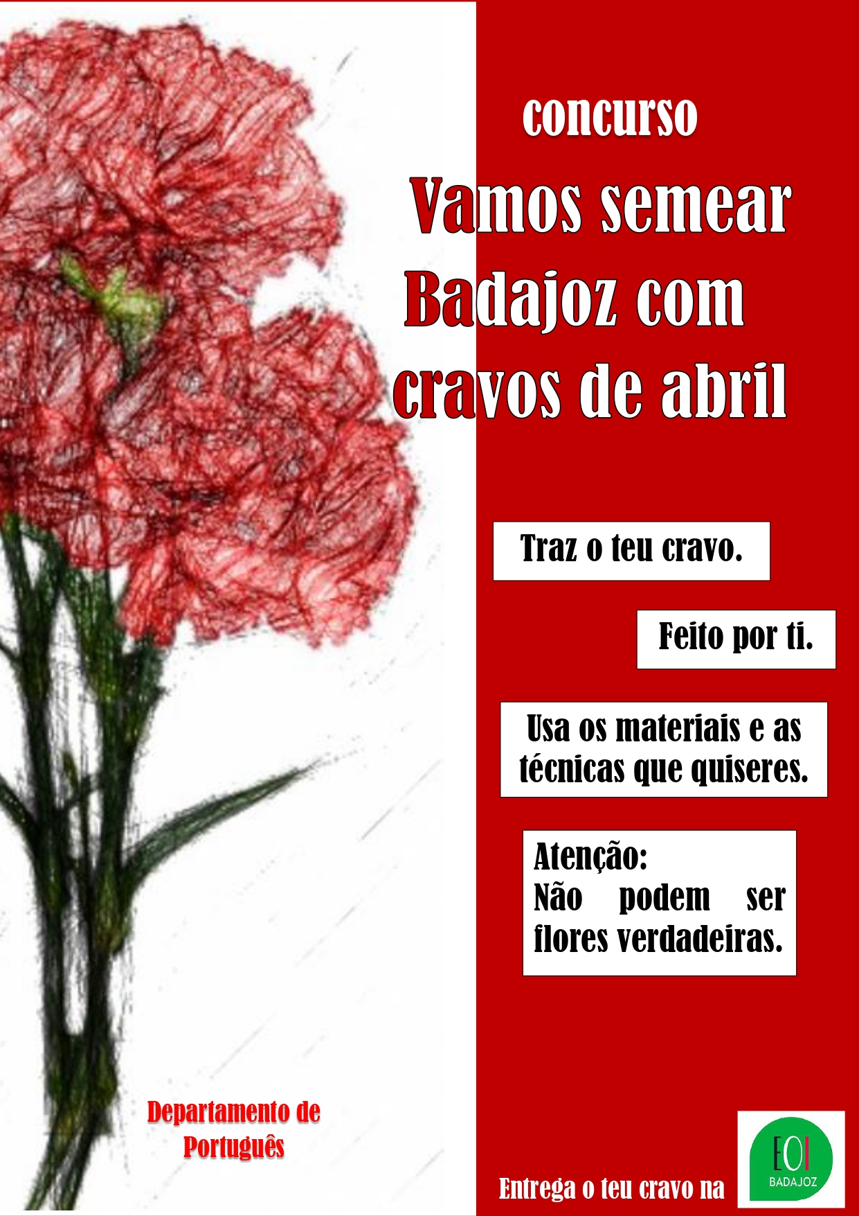 Cartel concurso Vamos semear Badajoz com cravos de Abril